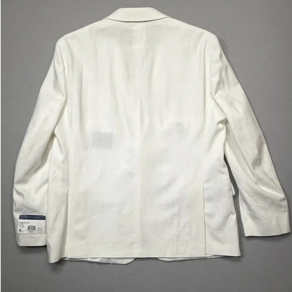 Tommy Hilfiger Men's Modern-Fit 100% Linen Sport Coat white 46R $295